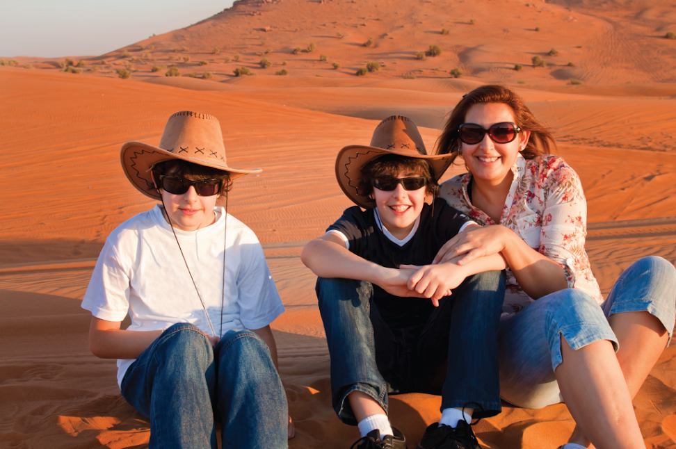 family in desert