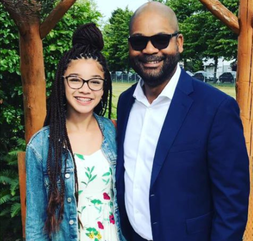 Malia Baker with her father